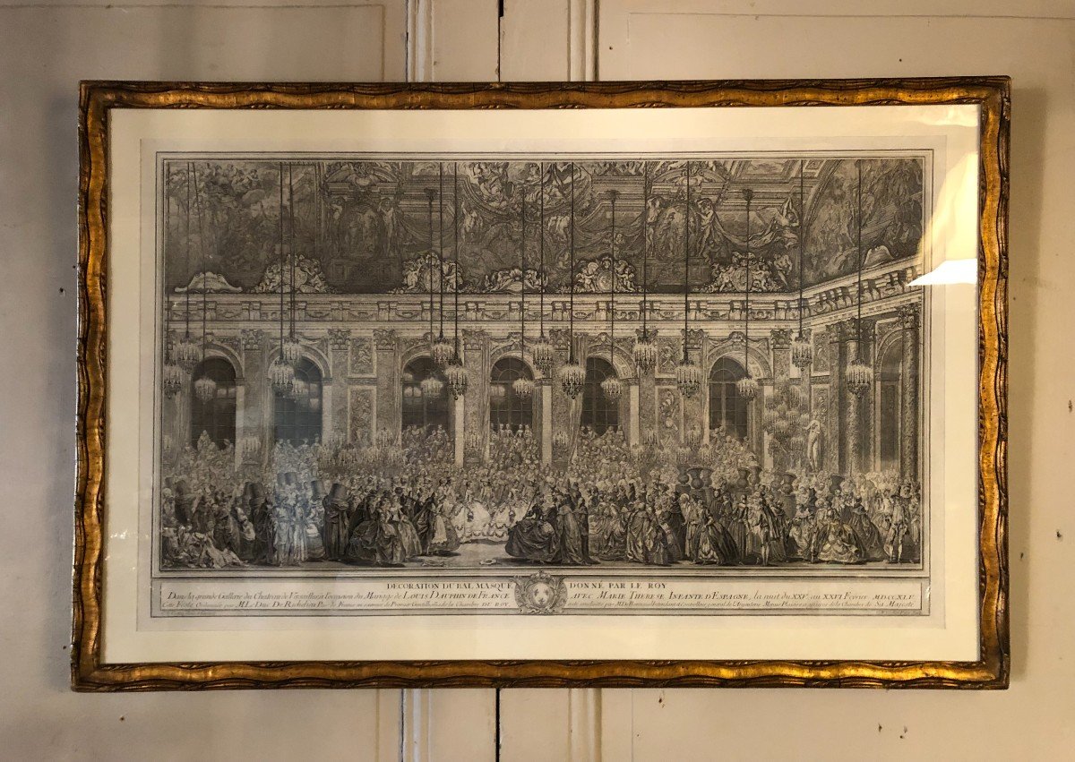 Décoration Du Bal Masqué Donné Par Louis XV En 1745 Gravure XVIII° Siècle