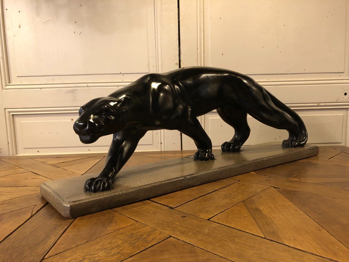 Art-deco Black Panther After Salvatore Melani 1902/1934-photo-2