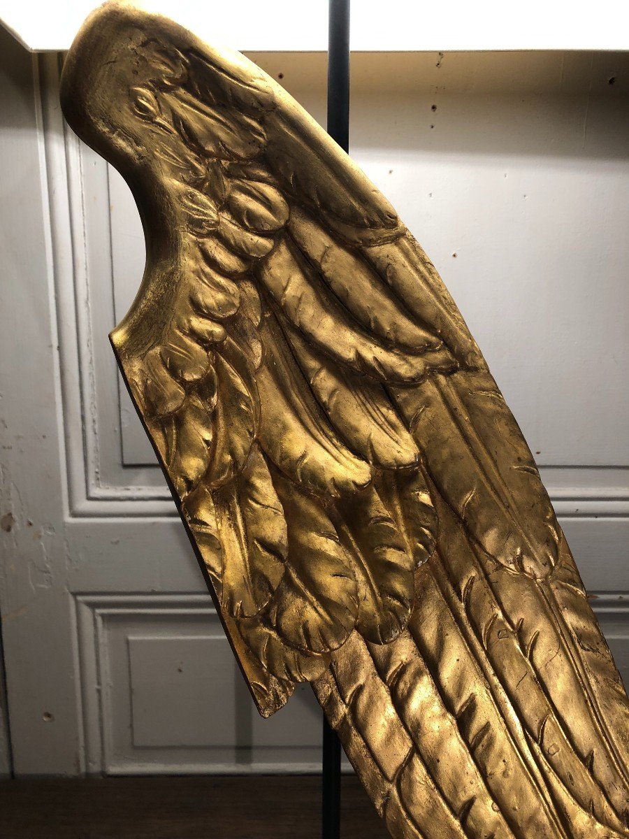 Large "angel Wing" Lamp In Golden Wood 18th Century-photo-1