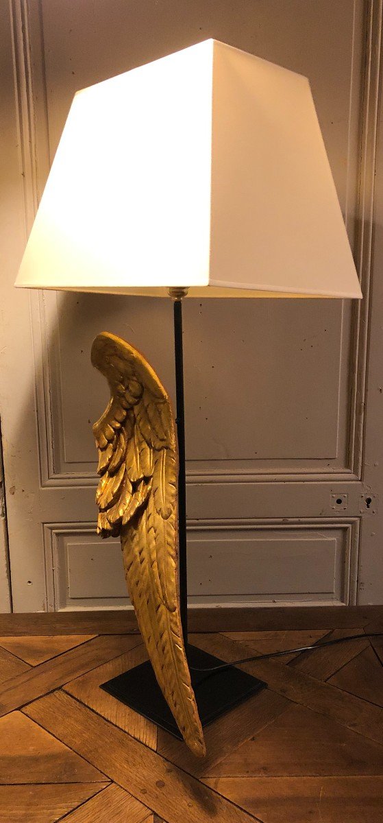 Large "angel Wing" Lamp In Golden Wood 18th Century-photo-3