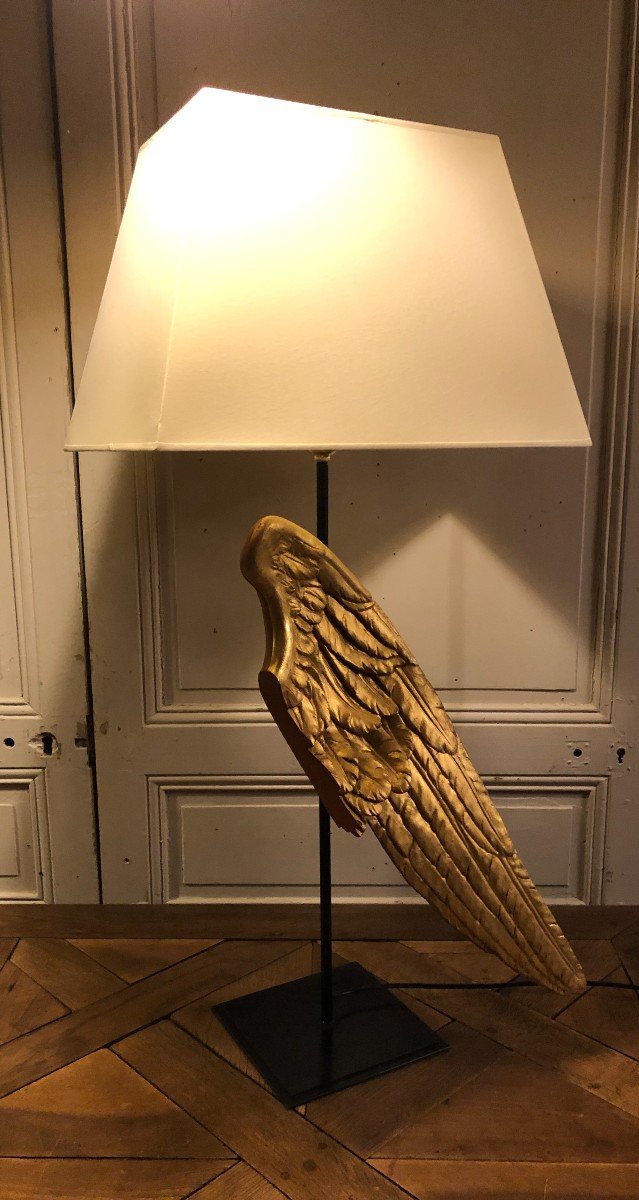 Large "angel Wing" Lamp In Golden Wood 18th Century-photo-6