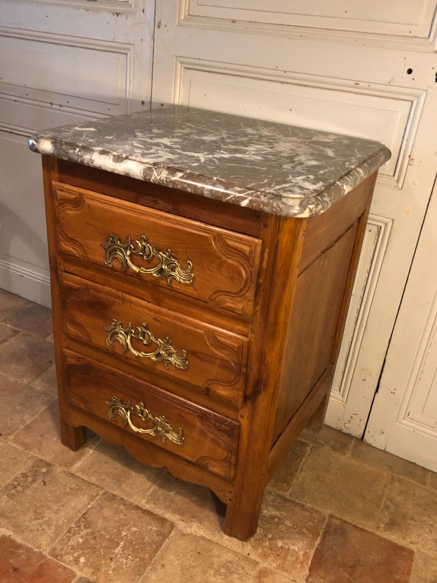 Parisian Commode Between Two In Blond Walnut XVIIIth Century-photo-4