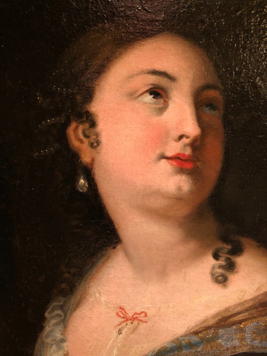 Huile Sur Toile Portrait De Dame De Qualité Louis XIV-photo-2