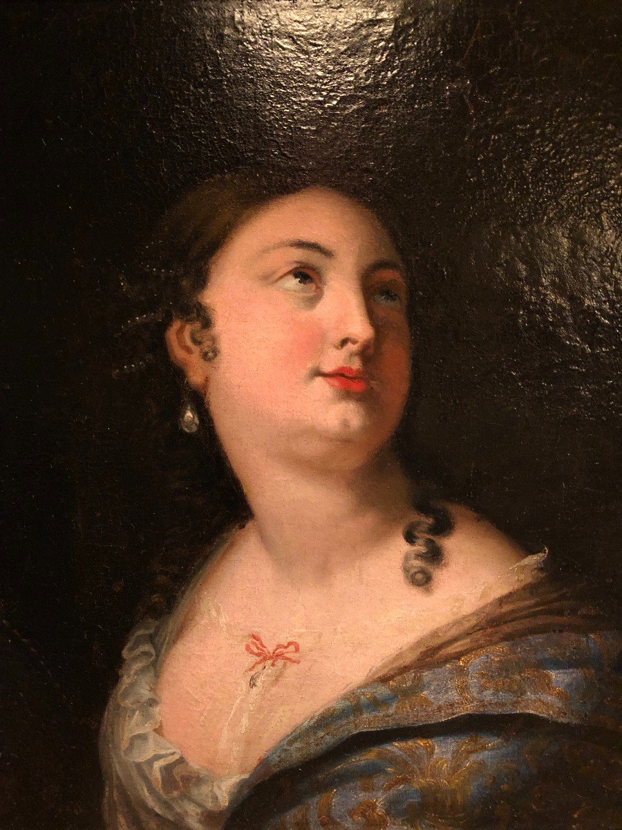 Oil On Canvas Portrait Of Lady Louis XIV Quality