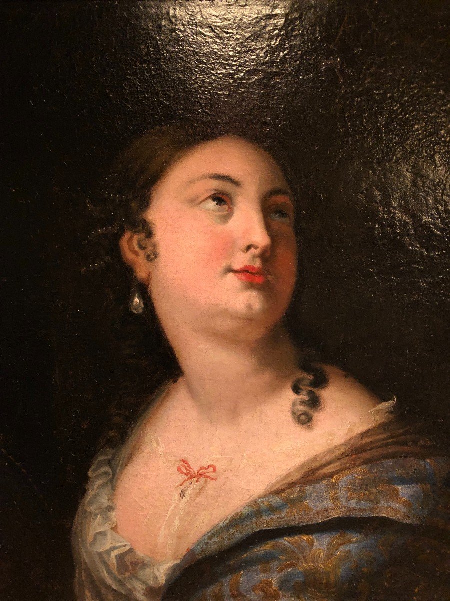 Huile Sur Toile Portrait De Dame De Qualité Louis XIV