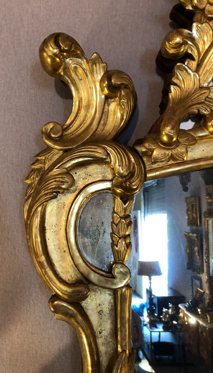 Miroir Louis XV à Parcloses En Bois Doré-photo-3