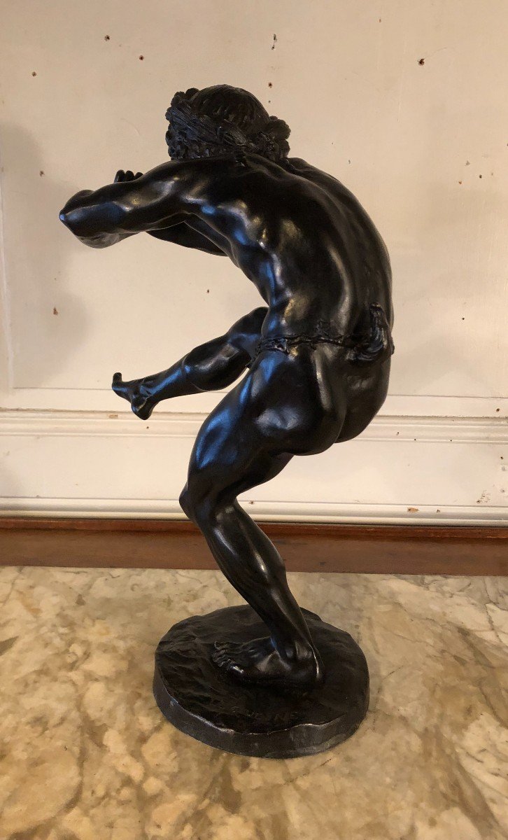 " Faune Jouant De La Flûte " Bronze d'Après Lequesne édité Par Gautier -photo-2