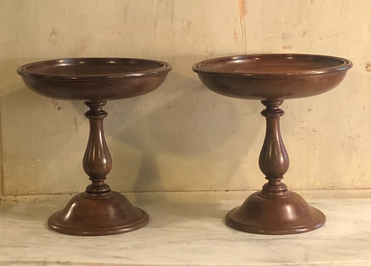 Pair Of Turned Wood Cups 19th Century-photo-2