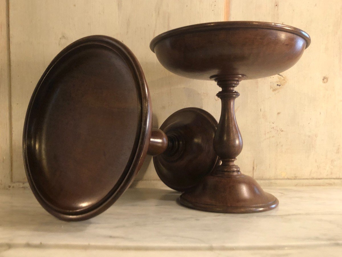 Pair Of Turned Wood Cups 19th Century-photo-1