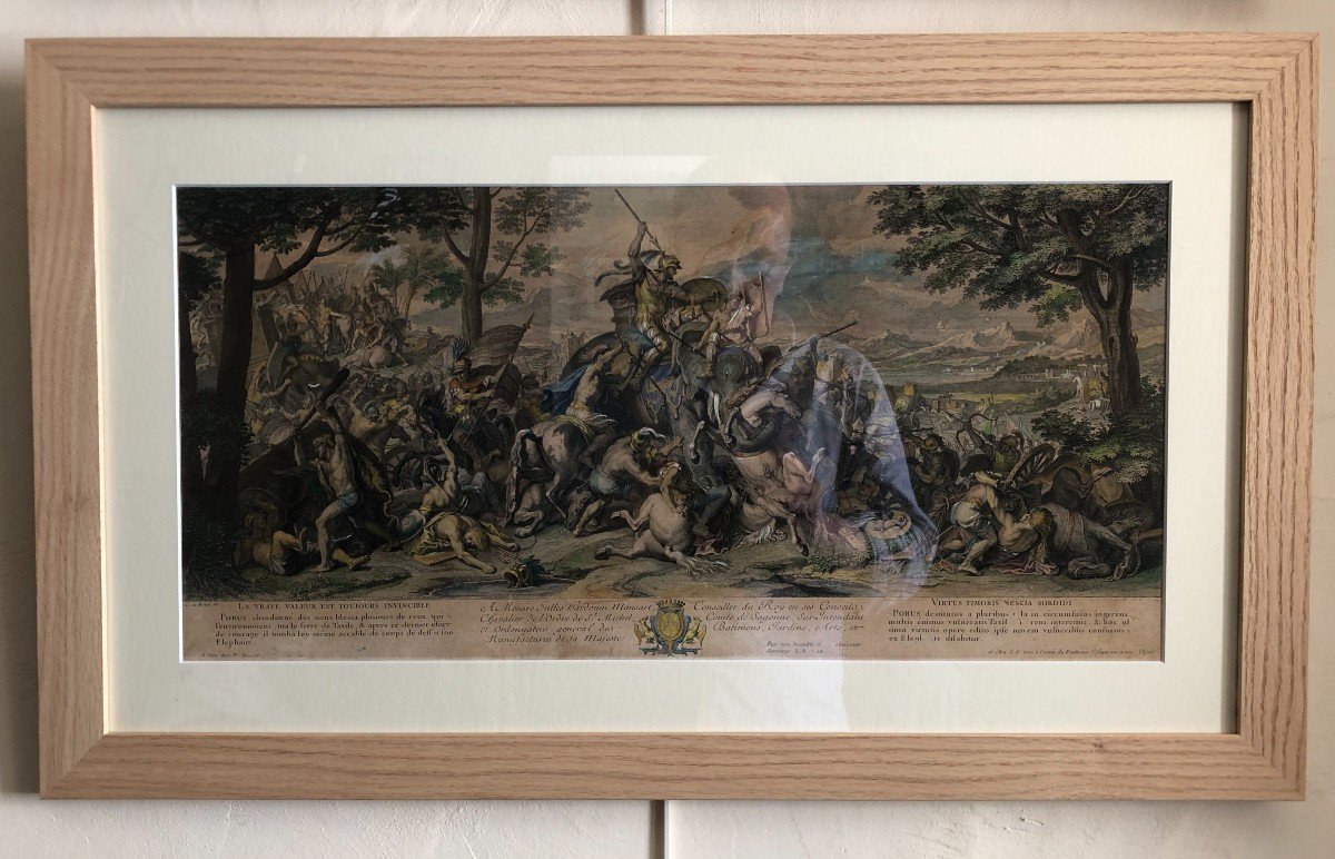 d'Aprés Lebrun Pour Le Cabinet De Louis XIV "alexandre Et Porus" Paire De Gravures Par Audran-photo-3