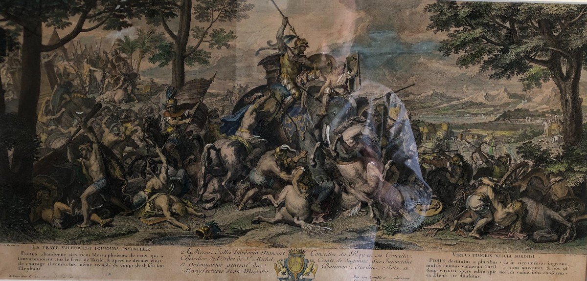 d'Aprés Lebrun Pour Le Cabinet De Louis XIV "alexandre Et Porus" Paire De Gravures Par Audran-photo-4