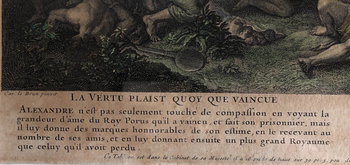 d'Aprés Lebrun Pour Le Cabinet De Louis XIV "alexandre Et Porus" Paire De Gravures Par Audran-photo-5