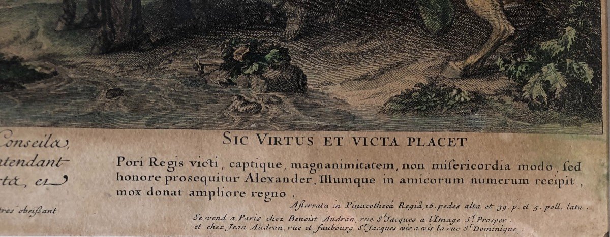 d'Aprés Lebrun Pour Le Cabinet De Louis XIV "alexandre Et Porus" Paire De Gravures Par Audran-photo-6