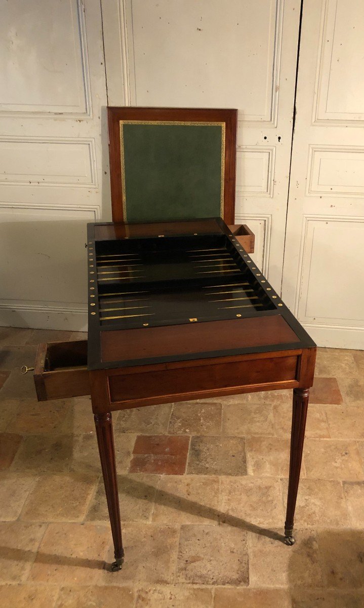 Games Table, Tric Trac, Louis XVI Desk Stamped M. Ohneberg In Mahogany-photo-5