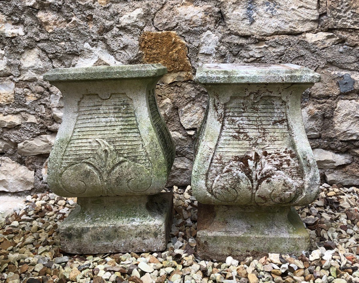 Pair Of Louis XV Style Bases In Reconstituted Stone 