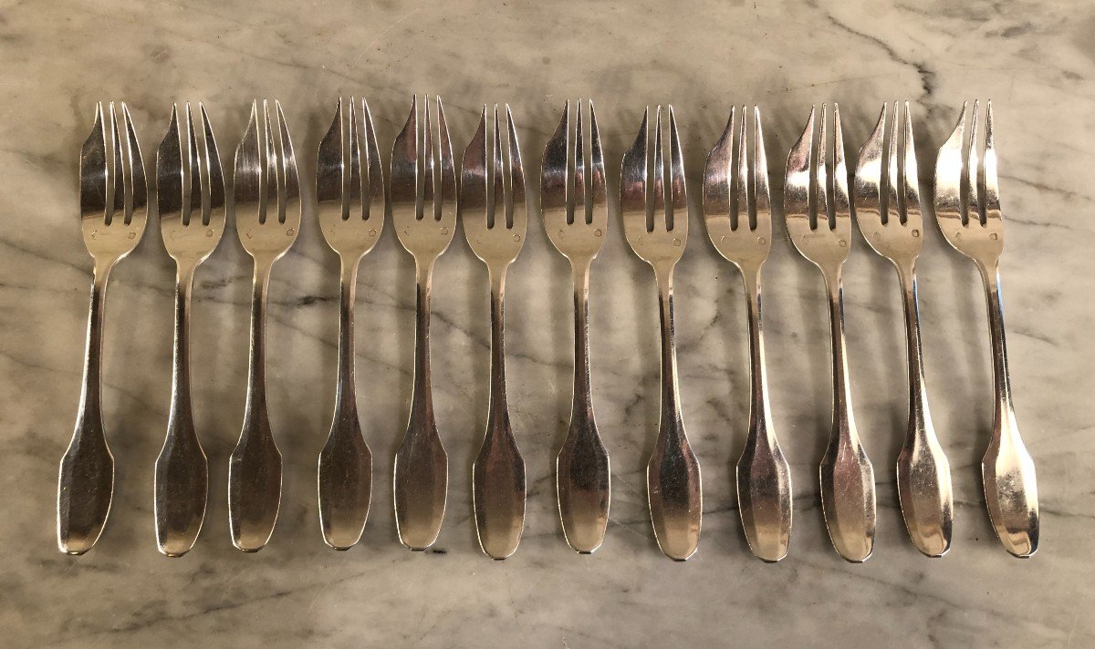 Suite Of Twelve Cake Forks In Minerva Silver