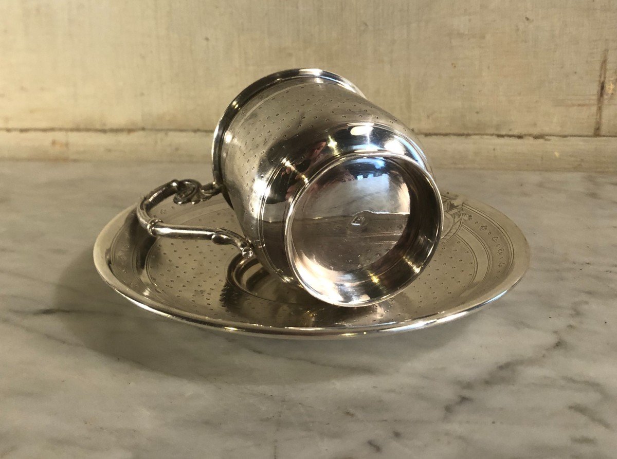 Minerva Guilloché Silver Cup And Saucer Circa 1900-photo-2