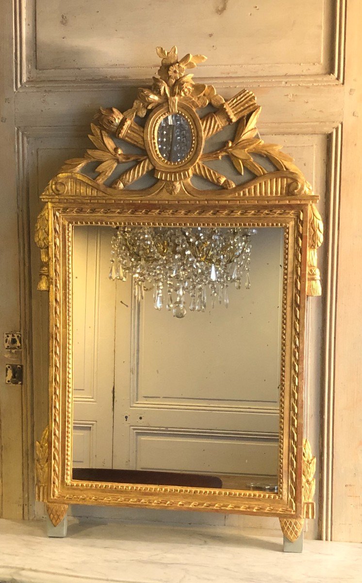 Miroir De Mariage Louis XVI En Bois Doré XVIII° Siècle