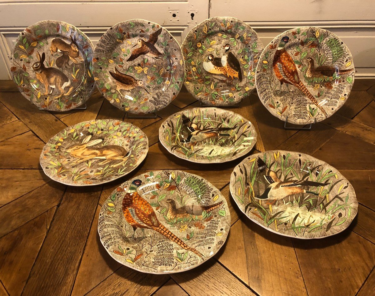 Hunting Service "rambouillet" Gien 12 Pieces Jean Bertholle-photo-7