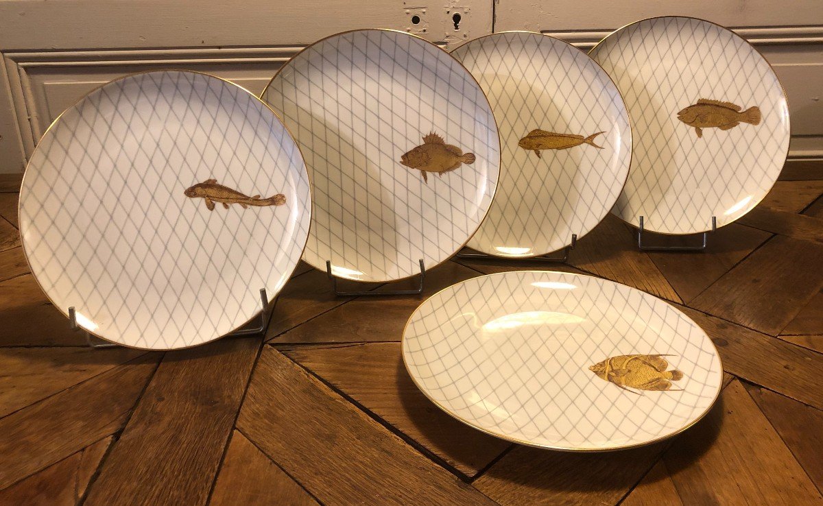 "les Poissons d'Or" Porcelaine Bernardaud Service à Poisson -photo-8