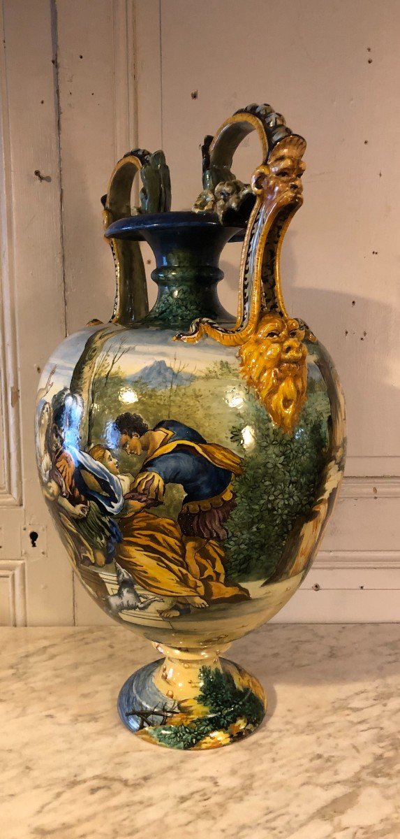 "rape Of The Sabine Women" Large Italian Majolica Vase, 19th Century -photo-2