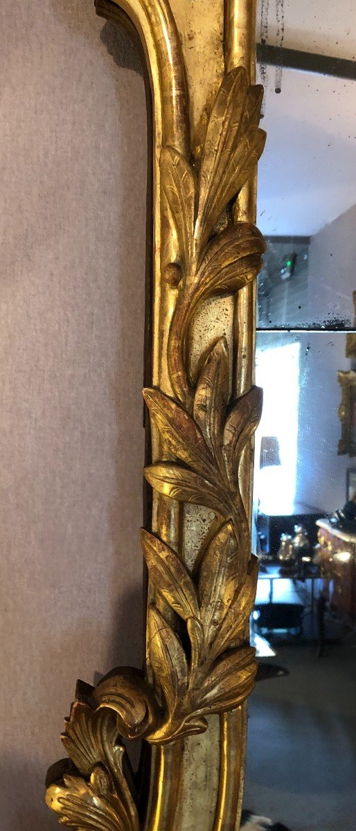 Louis XV Mirror With Glazing Beads In Gilded Wood-photo-4