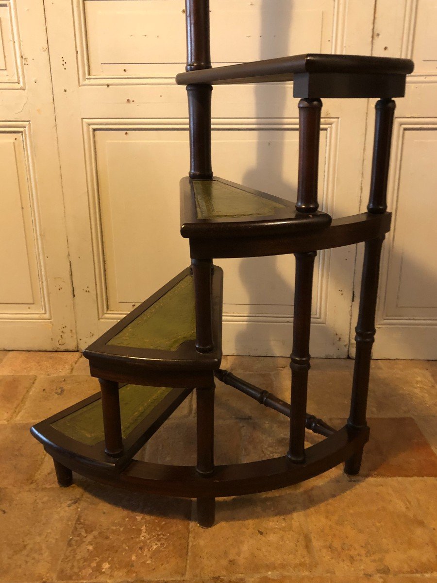 Mahogany And Leather Library Step Stool -photo-3