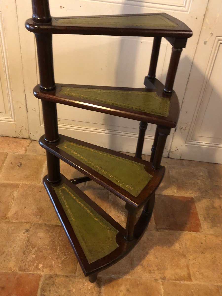 Mahogany And Leather Library Step Stool -photo-5