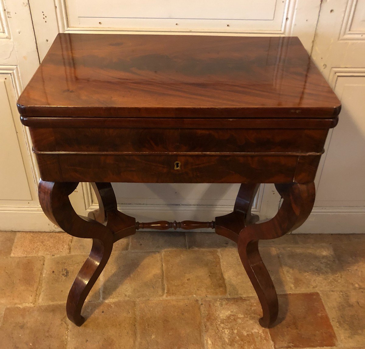 Console Table à Jeux Restauration En Acajou  -photo-2