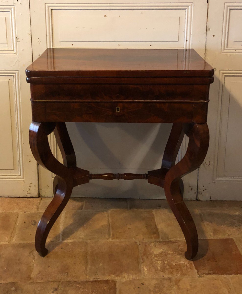 Console Table à Jeux Restauration En Acajou  