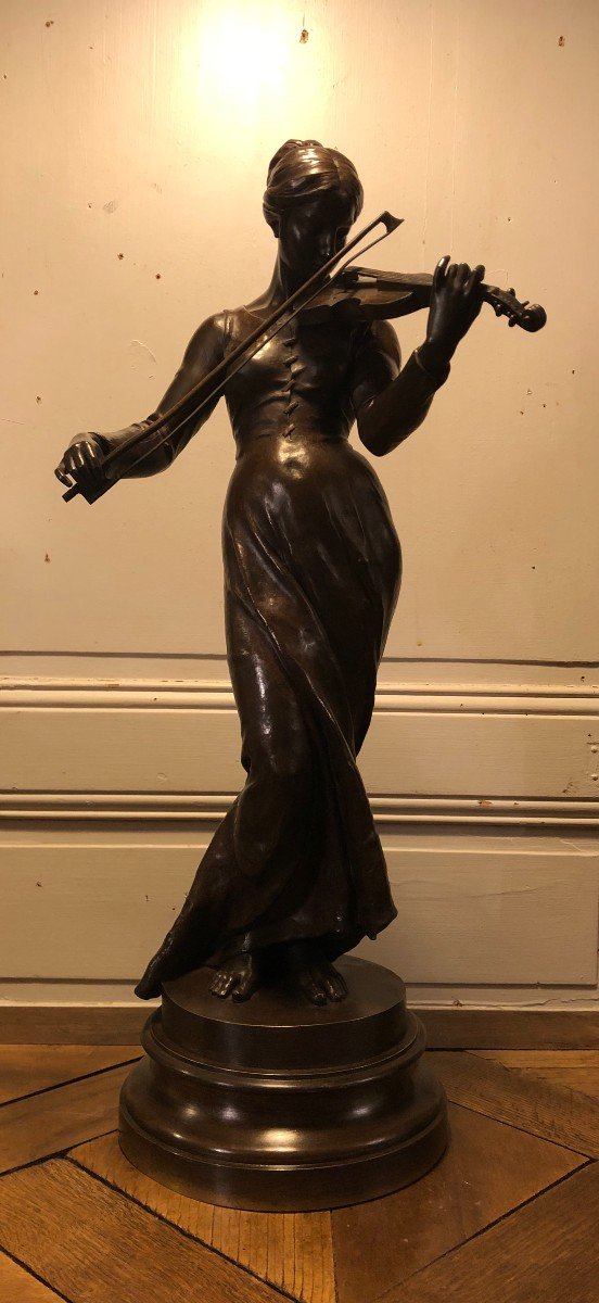 " La Violoniste " Bronze Signés Alfred Boucher H 65cm 