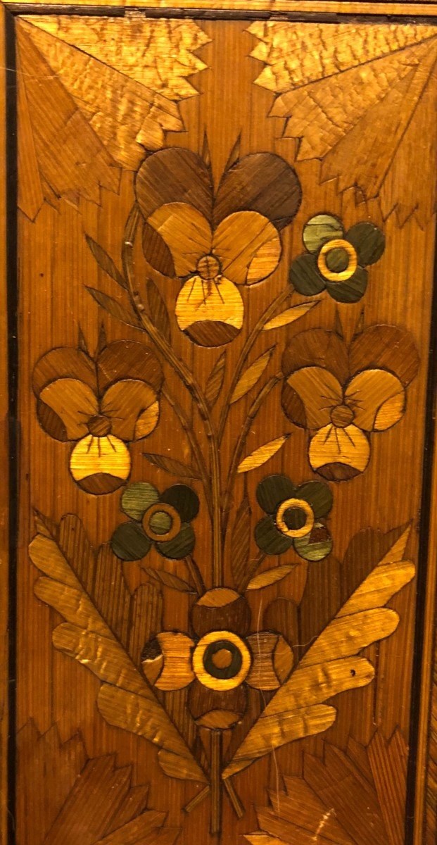 Miniature "bouquet Of Flowers" In Straw Marquetry -photo-3