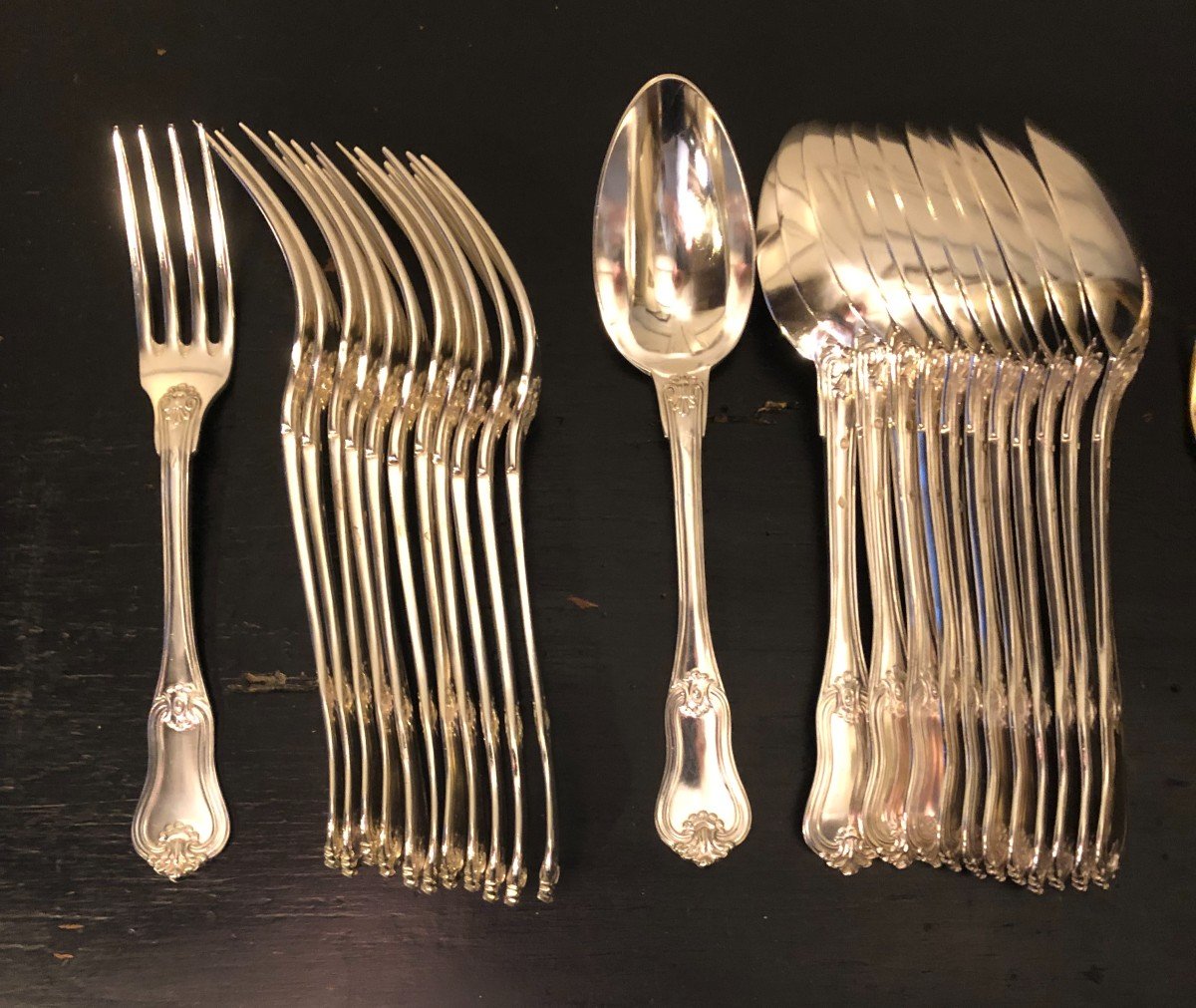 Odiot 60-piece Silver And Vermeil Cutlery Set With Minerva Hallmark-photo-7