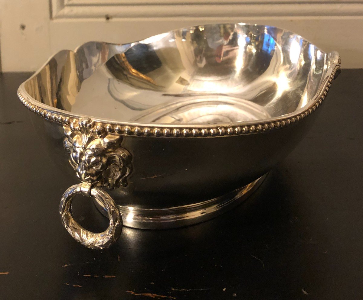 Louis XVI Style Oval Planter In Silver Metal -photo-3