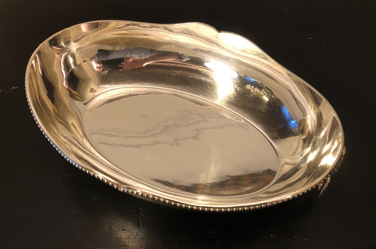 Louis XVI Style Oval Planter In Silver Metal -photo-1