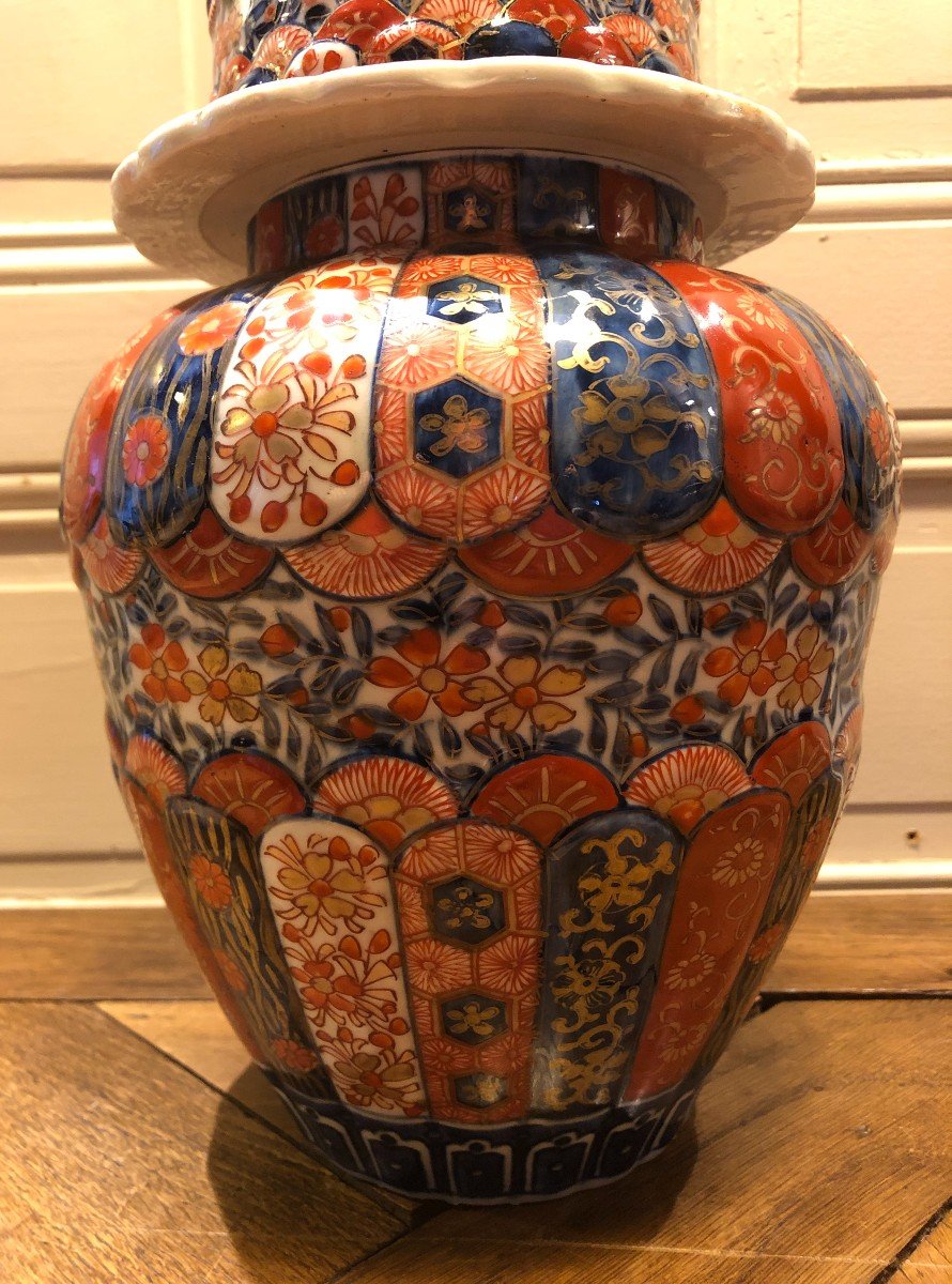 Pair Of Covered Pots In Imari Porcelain, 19th Century-photo-4