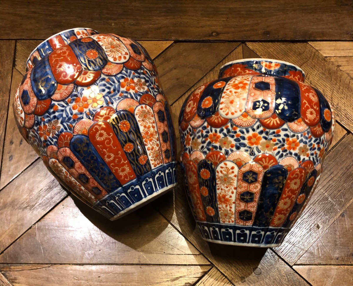 Pair Of Covered Pots In Imari Porcelain, 19th Century-photo-8