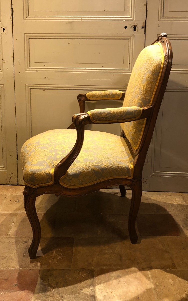 Pair Of Louis XV Armchairs In Walnut, 18th Century-photo-6