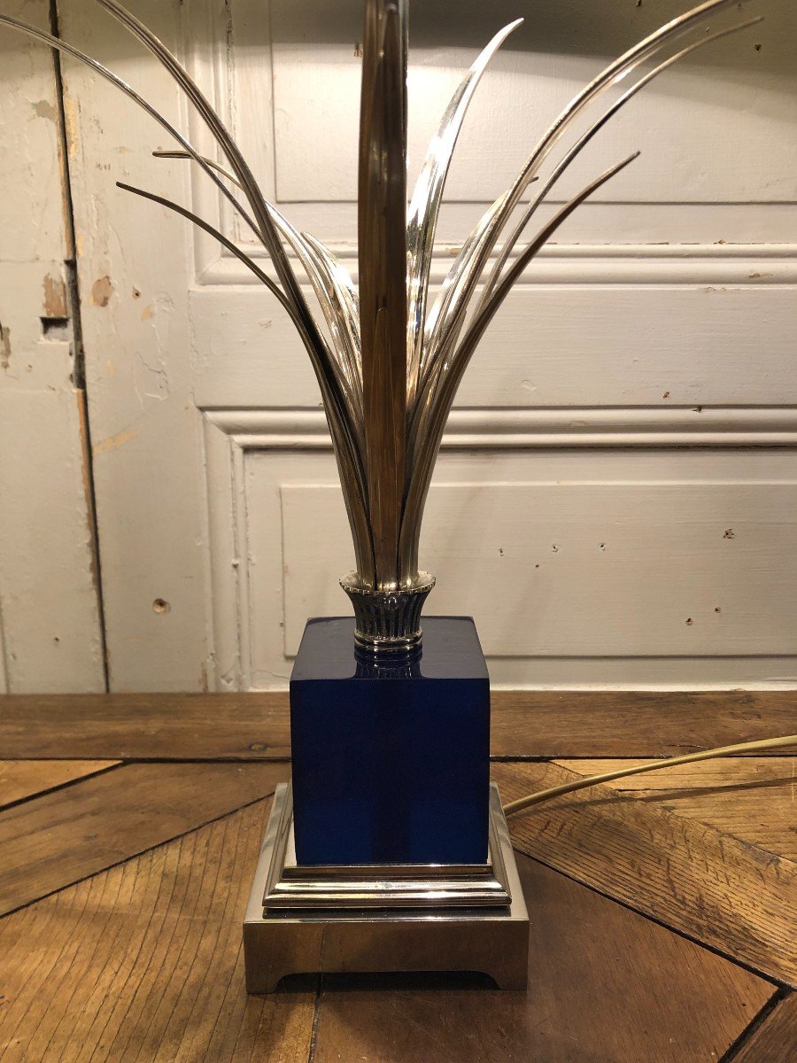 Lampe Maison Charles En Bronze Et Plexiglas Bleu Vers 1970-photo-4