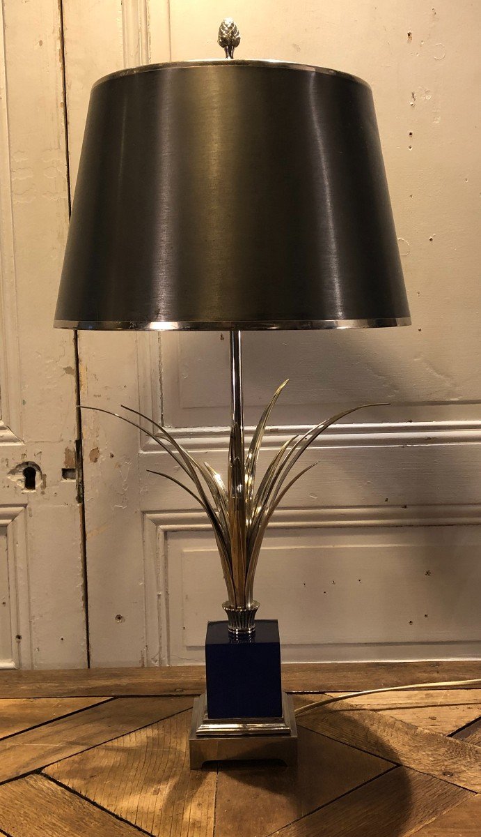 Lampe Maison Charles En Bronze Et Plexiglas Bleu Vers 1970-photo-7