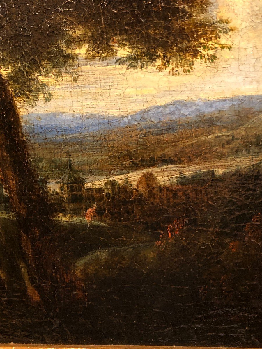 "flemish Landscape" Van Artois Oil On Canvas 17th Century -photo-4