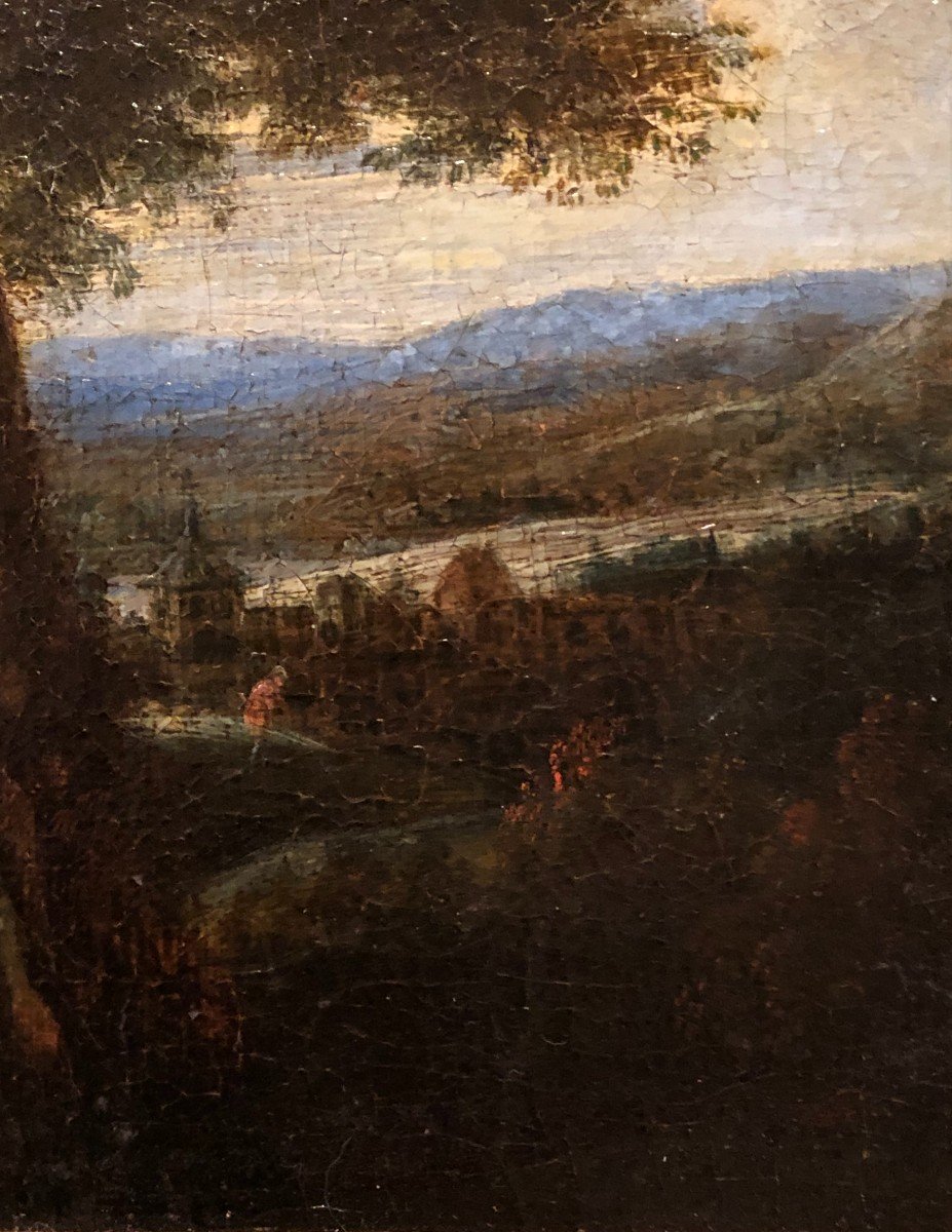 "flemish Landscape" Van Artois Oil On Canvas 17th Century -photo-6