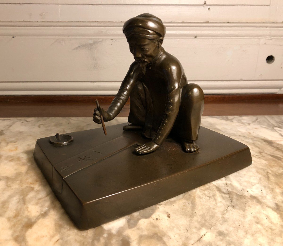 "scribe" Bronze With Brown Patina Asia 19th Century