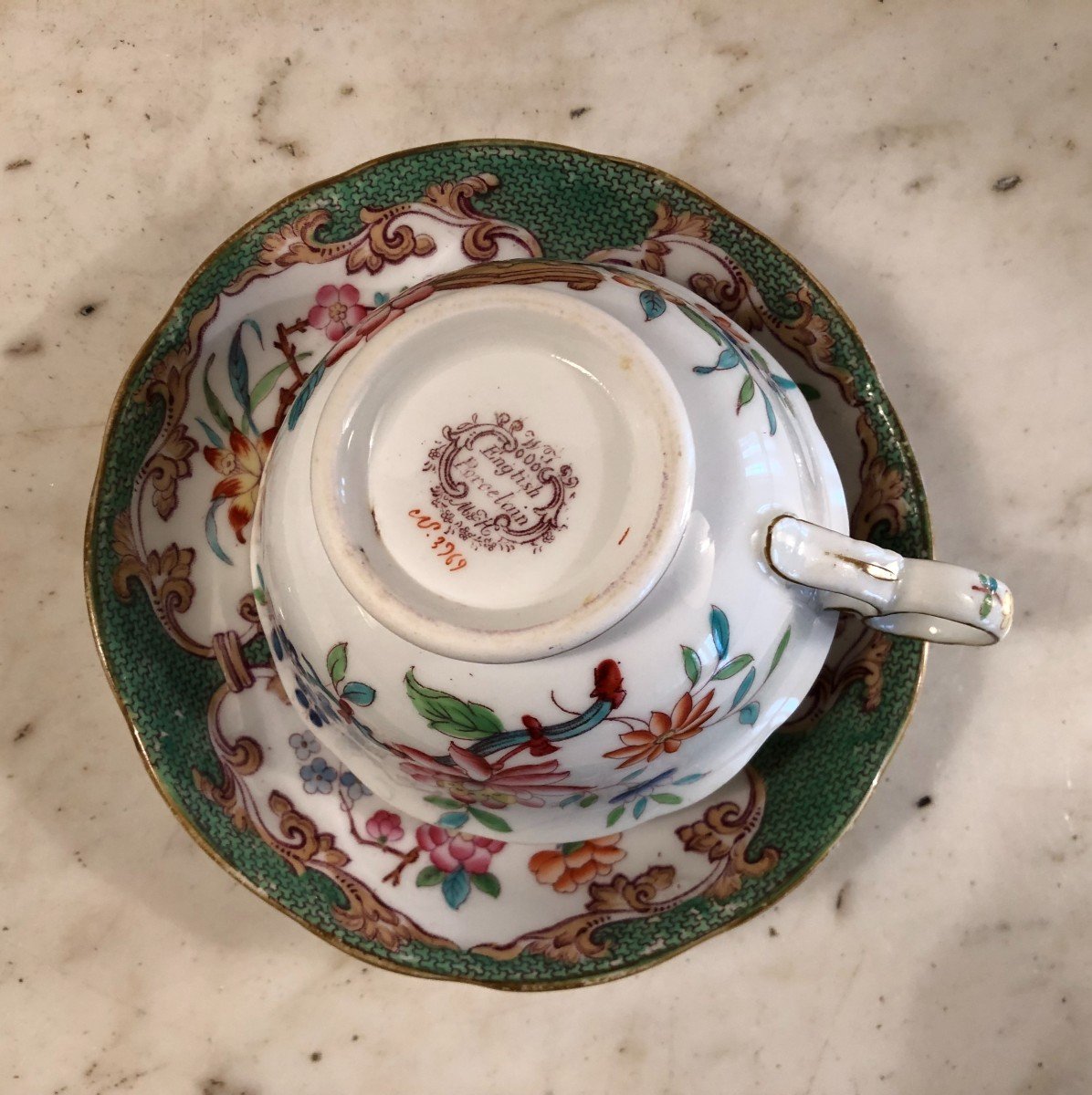 Crémier Et Tasse à Thé Minton XIX° Siècle-photo-1