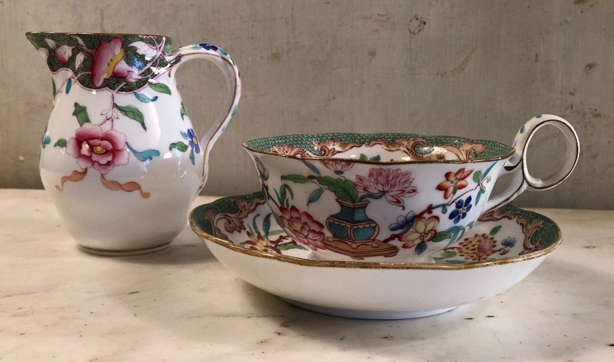 Crémier Et Tasse à Thé Minton XIX° Siècle