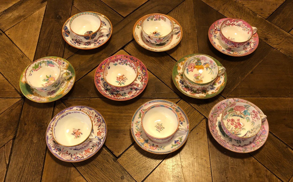 9 Tasses à Thé  Minton Angleterre XIX° Siècle -photo-2