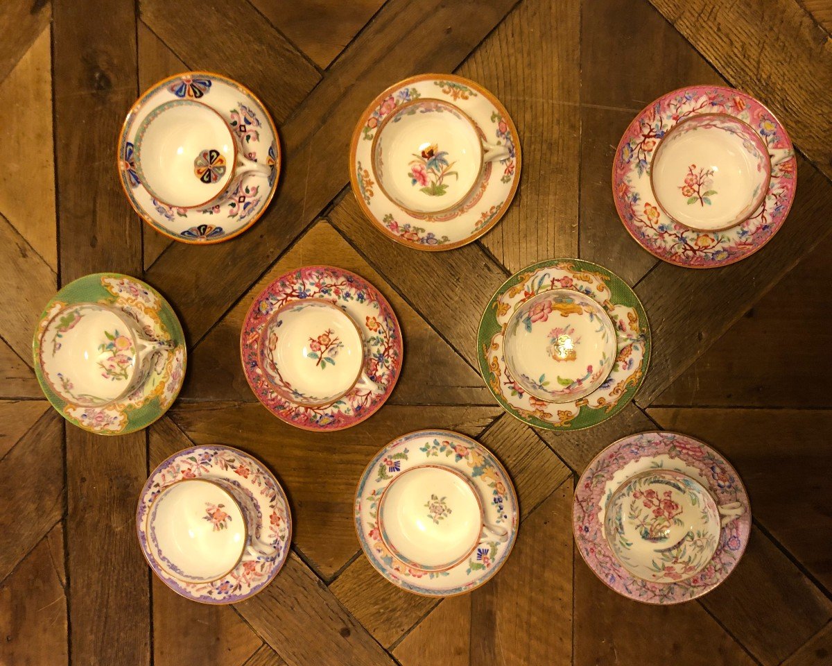 9 Tasses à Thé  Minton Angleterre XIX° Siècle -photo-3