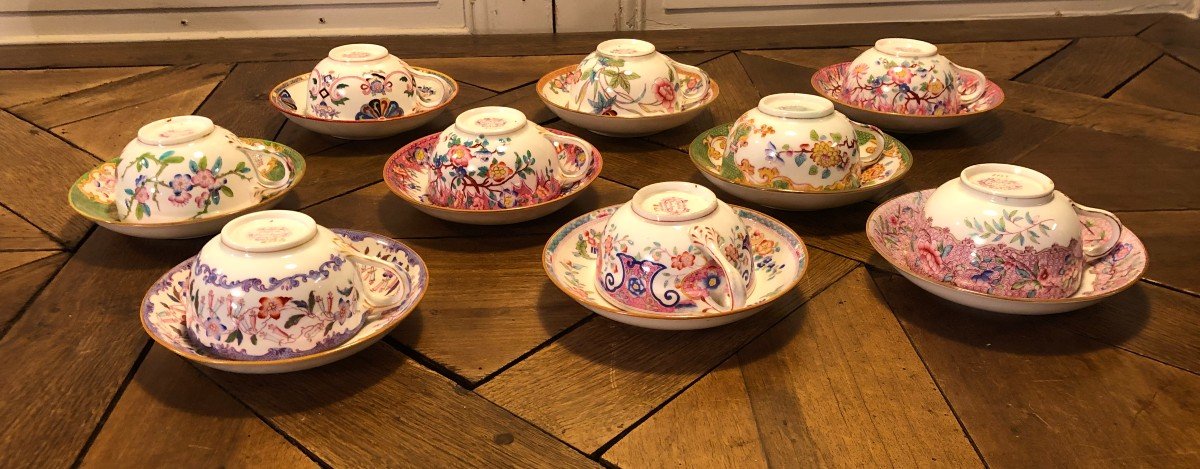 9 Tasses à Thé  Minton Angleterre XIX° Siècle -photo-1