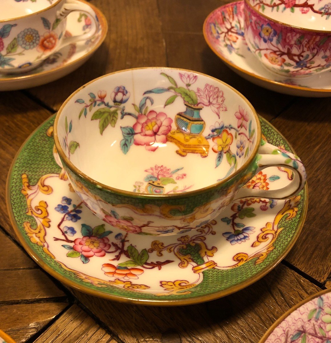 9 Tasses à Thé  Minton Angleterre XIX° Siècle -photo-2