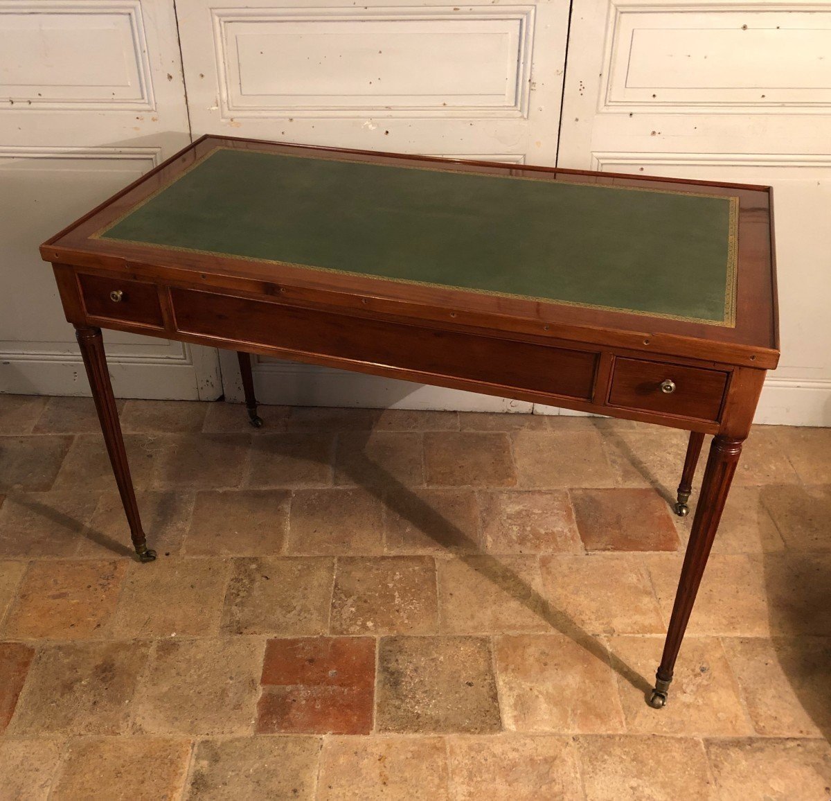 Table à Jeux, Tric Trac, Bureau Louis XVI Estampillée M. Ohneberg En Acajou-photo-2